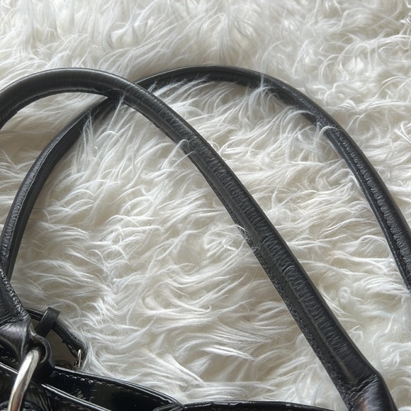 Etienne Aigner Patent Leather Signature Embossed Handbag Purse Black - Picture 3 of 11